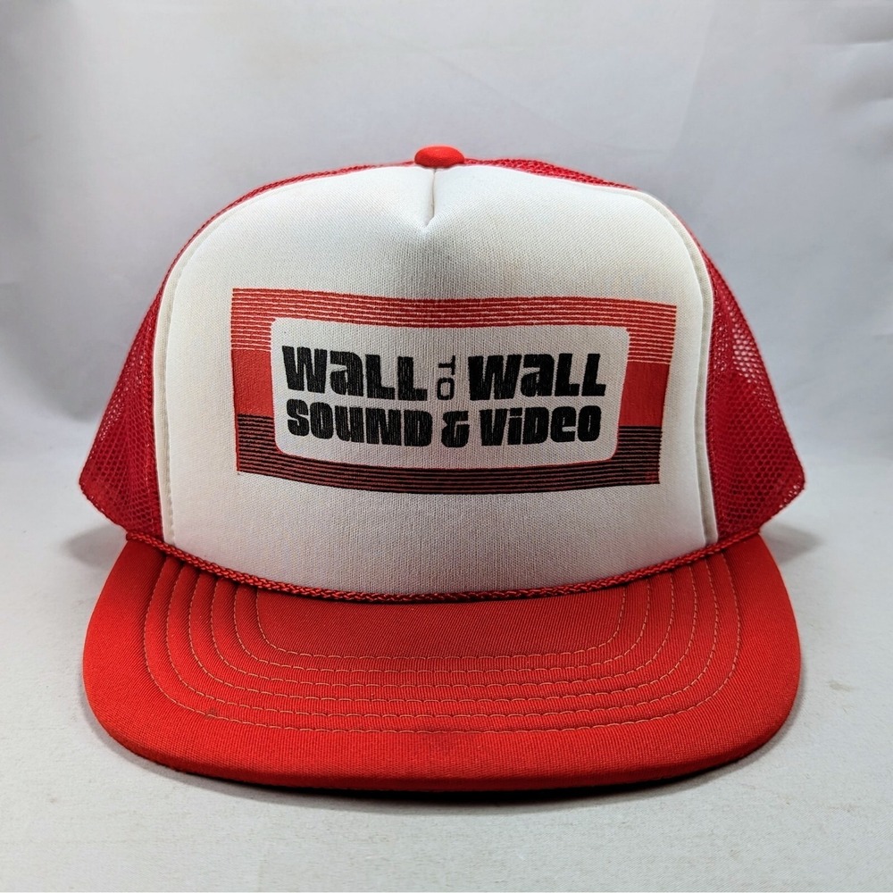 Vintage 80s Wall To Wall Sound And Video Trucker‎ Style Hat Supreme Hats DS NOS